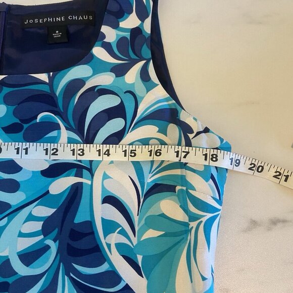 Chaus Silk Teal Navy Tiered Midi Shift Dress Size 8 Office‎ Sheath Retro Resort - Picture 6 of 8